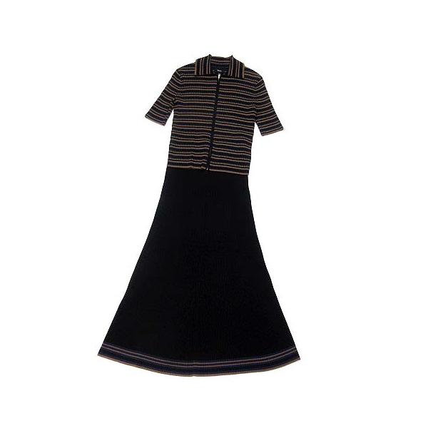 【中古】未使用品 セオリー theory 2022AW LUSTRATE SET UP 上下 セットアップ クロップ カーディガン ロング スカート 黒 ブラック S P theory（セオリー） 未使用品 theory 2022AW LUSTRATE SET UP 上下