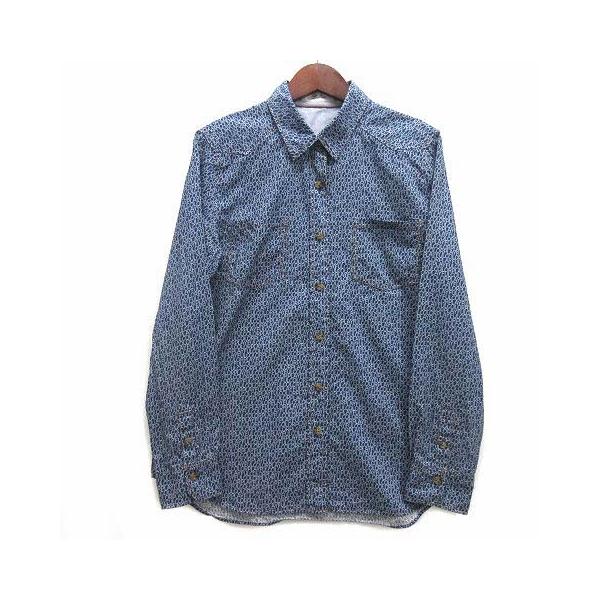 レリアン Leilian 総柄 プリント シャツ ブラウス 長袖 ネイビー 9 レリアン Leilian 総柄 プリント シャツ ブラウス 長袖 コットン