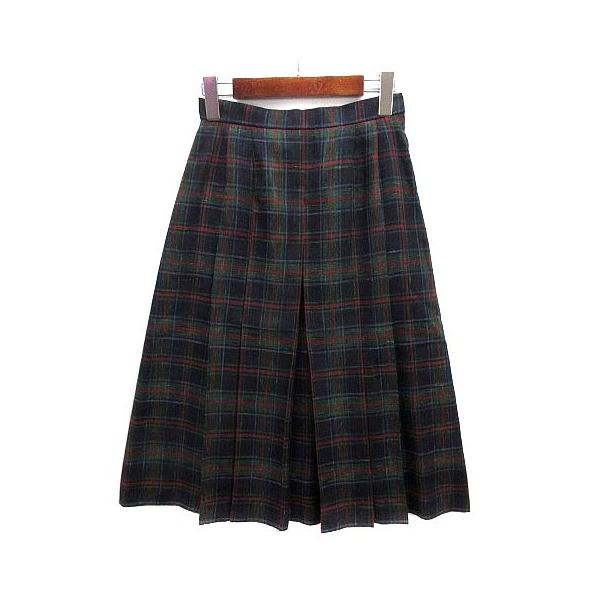 ダックス DAKS タータンチェック ボックスプリーツ スカート 膝丈