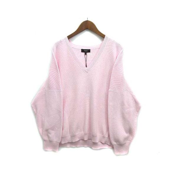 【中古】未使用品 セオリー Theory ステープル コットン ニット Vネック セーター STAPLE COTTON OS VNK PO 2023AW ピンク S 3401726 vectorpremium_013-202410180210