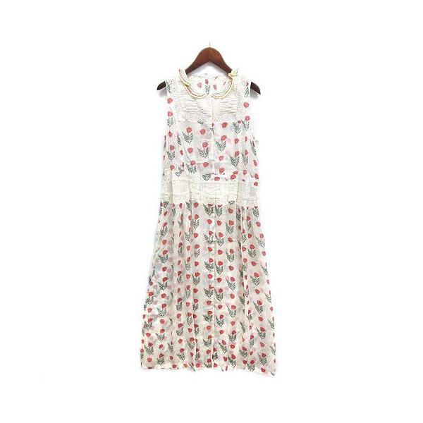 フランシュリッペ ワンピース シフォン 柄 白 ノースリーブ シフォンワンピース ノースリーブ 水色 ワンピース 夏 マキシ丈