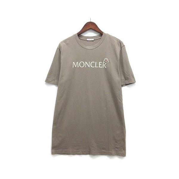 【中古】モンクレール MONCLER 2024SS フロッキーロゴ アイコンパッチ Tシャツ 半袖 クルーネック 8C00027 グレーベージュ L メンズ MONCLER（モンクレール） MONCLER 2024SS フロッキーロゴ アイコン