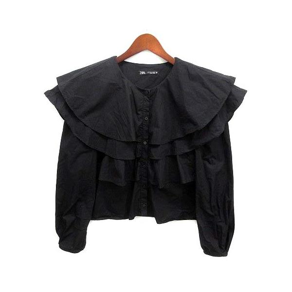 新品☆ZARA ザラ フリル付きトップス S BLACK ZARA - ZARA レーストップス Sの通販 by lilyy's shop｜ザラなら