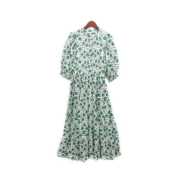 ZARA ザラ フラワープリント 花柄 ワンピース ロング 七分袖