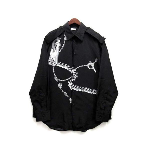 【中古】バーバリー BURBERRY 2024SS Knight Hardware ナイトハードウェア シルク シャツ 長袖 8088336 ブラック 黒 M 美品 メンズ BURBERRY（バーバリー） BURBERRY 2024SS Knight Hardware ナイト