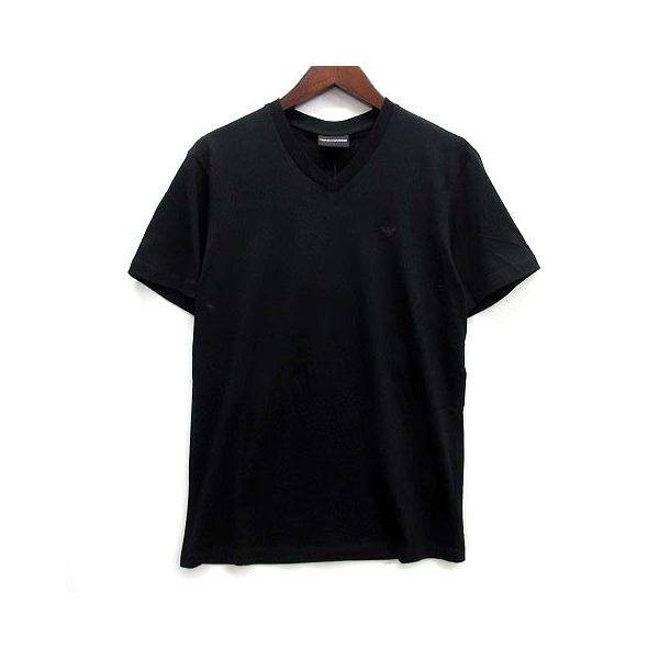 未使用品 エンポリオアルマーニ EMPORIO ARMANI バイラルオフ Viraloff Tシャツ Vネック ラバーイーグルロゴ 半袖 S 紺 ネイビー メンズ
