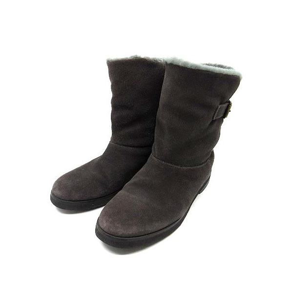 美品 銀座かねまつ 銀座金松 ブーツ ムートンブーツ 裏起毛 ショート