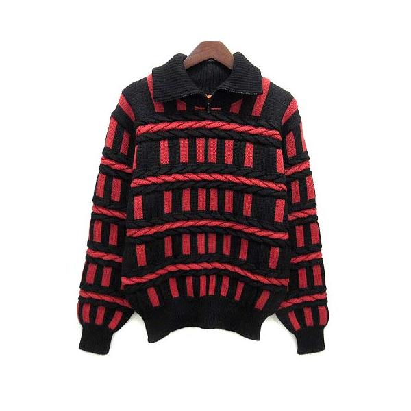 美品 90's Vintage Mr.JUNKO 総柄デザインニット メンズM Mr.JUNKO ミスタージュンコ セーター 総柄ニット 古着 LLサイズ