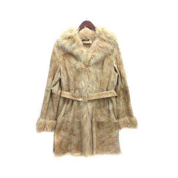 【中古】ラ・プリマヴェーラ La Primavera ラビット フォックス ファー コート ベルト付き 毛皮 ベージュ L レディース ラ・プリマヴェーラ La Primavera ラビット フォックス ファー コート