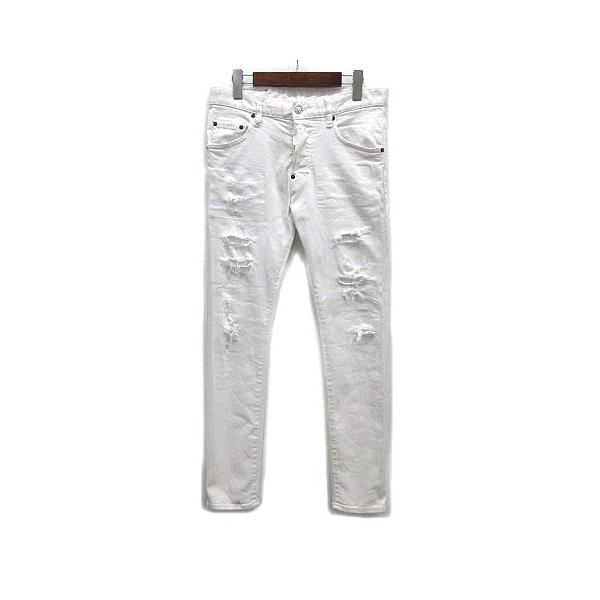 【中古】ディースクエアード DSQUARED2 スケーター Skater Jean クラッシュ リペア ダメージ デニムパンツ 白 ホワイト 44 S71LB0886 DSQUARED2（ディースクエアード） スケーター Skater Jean クラッシュ