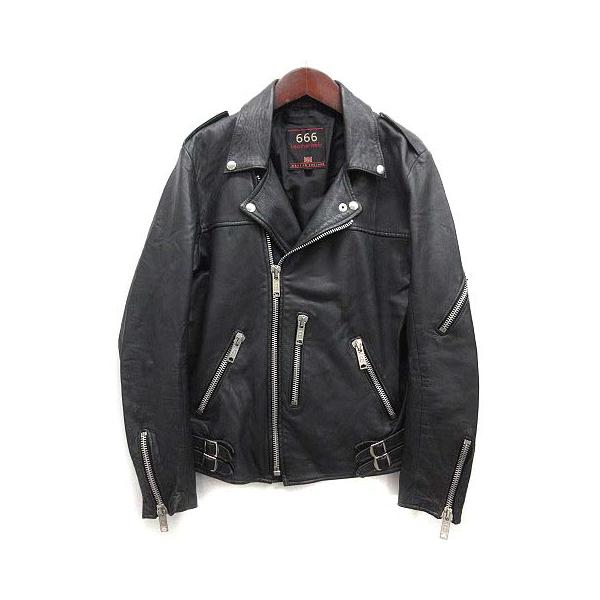 トリプルシックス 666 タイトフィット ダブル ライダースジャケット 羊