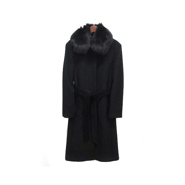 INED アンゴラ混　2way フォックスファー　Aライン　ロング　コート INED アンゴラ混 2way フォックスファー Aライン ロング コート