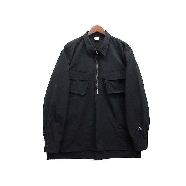 Champion（チャンピオン） ハーフジップ ナイロン ジャケット ブラック