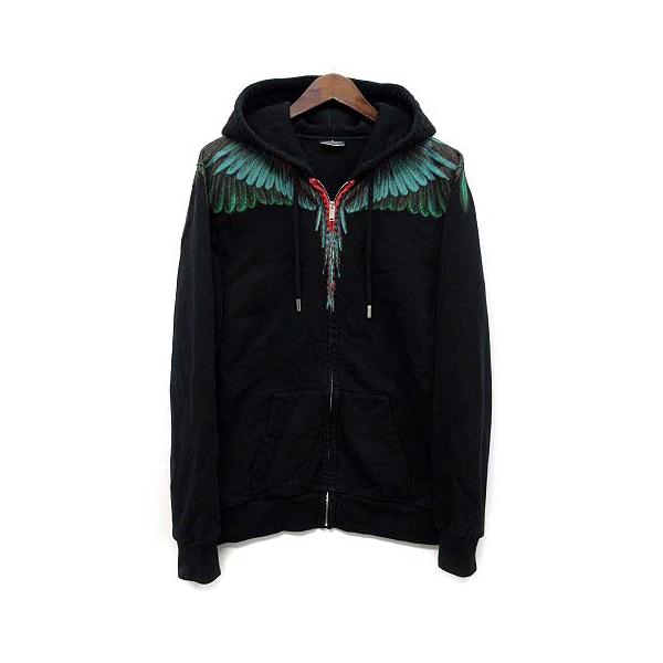 マルセロバーロン マルセロブロン MARCELO BURLON ウイング スウェット パーカー ジップアップ XS 黒 ブラック CMBE001R20FLE002 ☆AA★
