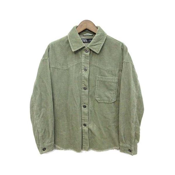 ZARA（ザラ） コーデュロイ シャツ ジャケット 長袖 カットオフ カーキ