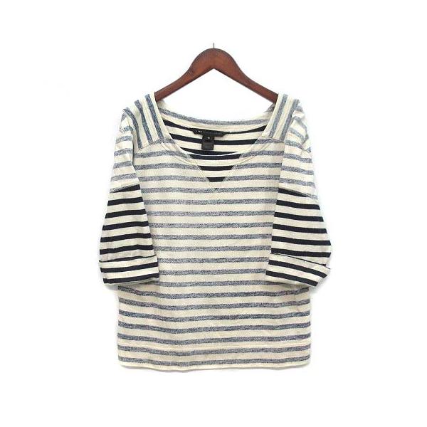 マークバイマークジェイコブス MARC by MARC JACOBS スウェット ボーダー プルオーバー 七分袖 アイボリー ネイビー XS レディース