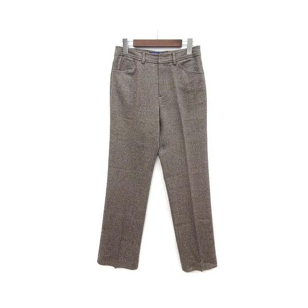 バーバリーブルーレーベル BURBERRYS BLUE LABEL ウール ネップ ブーツカット スラックス パンツ ブラウン 茶 38 レディース