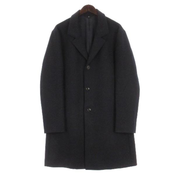 ランバン LANVIN チェスターコート ウール アルパカ混 ネイビー