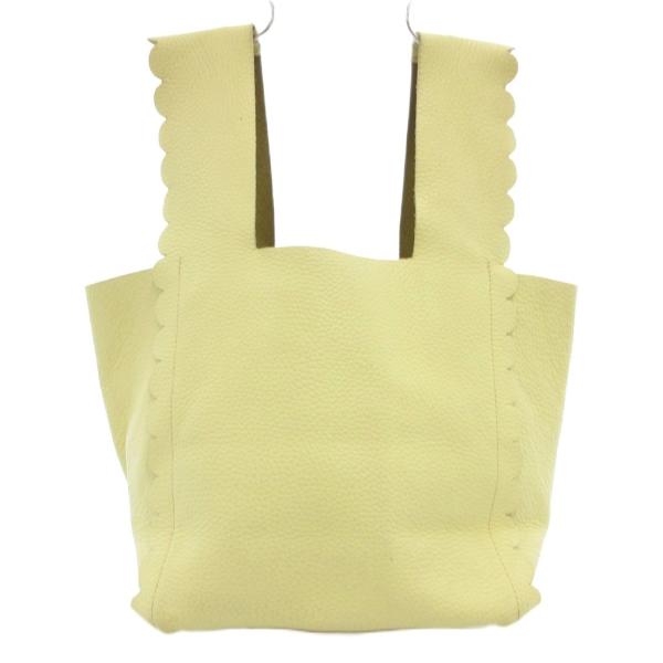 【中古】ラドロー LUDLOW ハンドバッグ スカラップ シュリンクレザー シボ革 黄 イエロー /JS レディース ラドロー LUDLOW ハンドバッグ スカラップ シュリンクレザー シボ革 黄