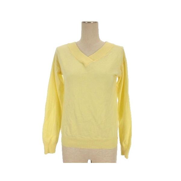 レリアン Leilian ニット Vネック カットソー セーター 長袖 イエロー