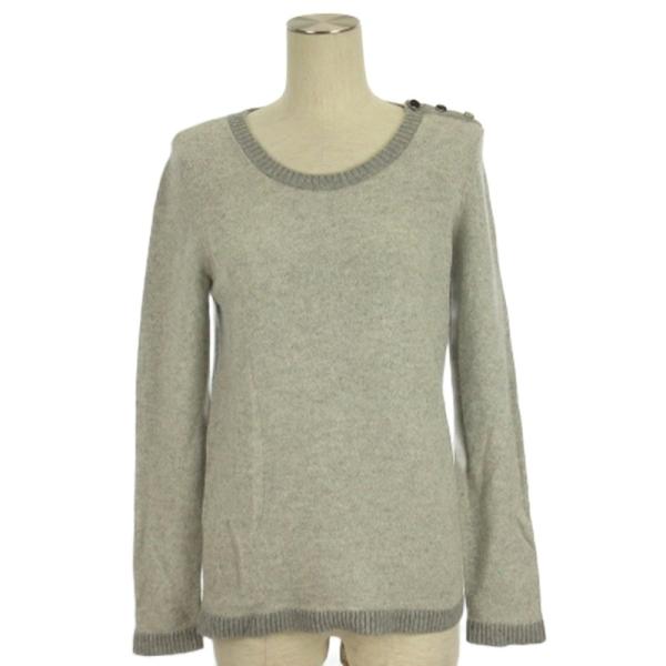 バナナリパブリック BANANA REPUBLIC ショルダーボタン ニット セーター カシミヤ混 グレー S ■GY43 レディース