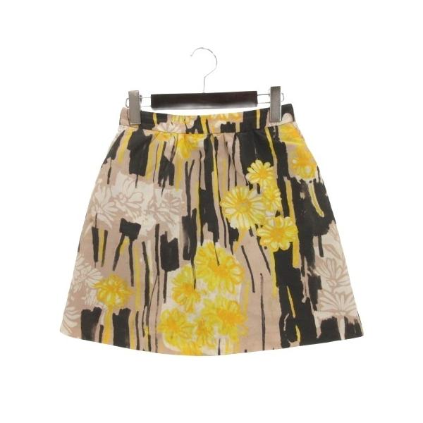 レッド ヴァレンティノ RED VALENTINO 花柄 スカート ミニ 38 イエロー