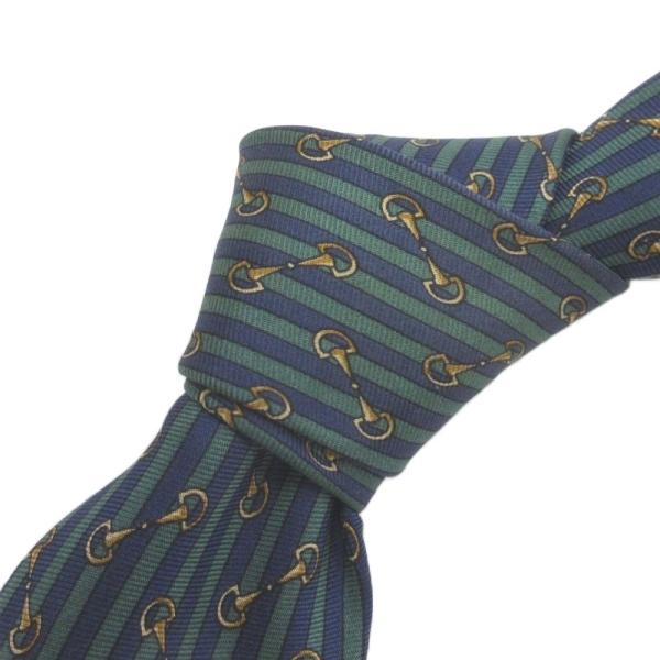 GUCCI（グッチ） 総柄 レギュラー ネクタイ シルク グリーン □FF