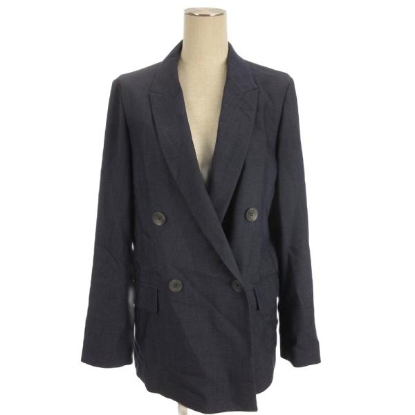 未使用 プラステ PLST ダブル テーラード ジャケット　黒 ウォッシャブル プラステ PLST テーラード ジャケット ダブル ネイビー S □FF