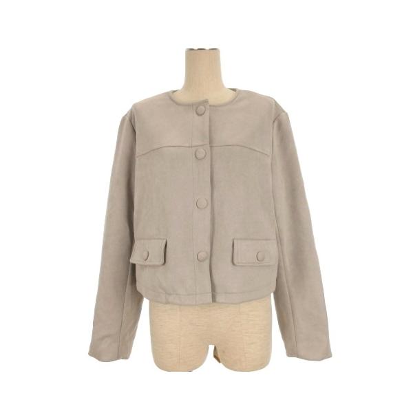 ZARA（ザラ） フェイクスエード ノーカラー ジャケット グレー M