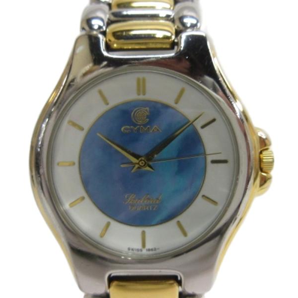 【中古】大洋ホエールズ_腕時計 シーマ CYMA シェル文字盤 腕時計 クォーツ M413 コンビ メンズ