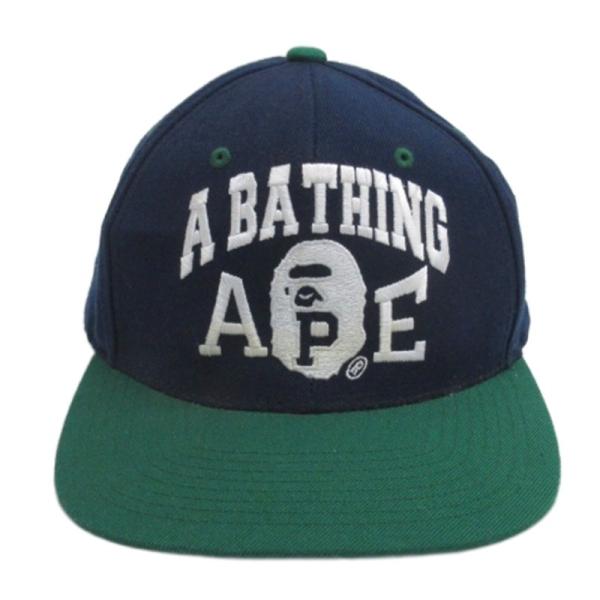A BATHING APE（アベイシングエイプ） ロゴ キャップ ネイビー □GY35