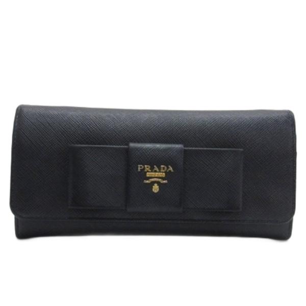 ☆お値下げ☆PRADA プラダ サフィアーノ 長財布 リボン PRADA（プラダ） サフィアーノレザー ロゴ 長財布 リボン ブラック