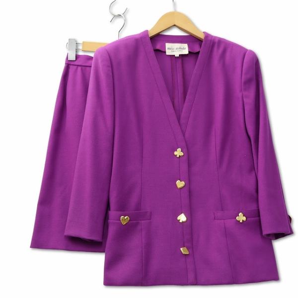 miss ashida ピンクパープルツイードジャケットスーツ7号