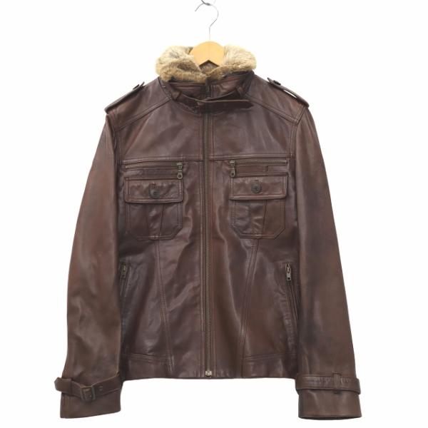ウィンドアーマー レザージャケット ジップアップ ラムレザー ブラック XL vectorpremium_019-202502200263