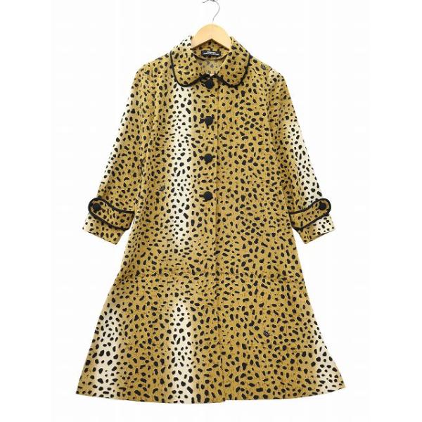 詩仙堂 トモコレクション ちりめん ステンカラー ロングコート レオパード