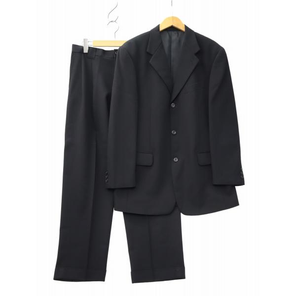 MER・QUATOR ウール テーラードジャケット ロールアップパンツ スーツ 上下 セットアップAB(M) BLACK(ブラック) メンズ【表記サイズ】メンズ:AB(M)【実寸サイズ】ジャケット 肩幅：45cm　ジャケット 身幅：54.5...