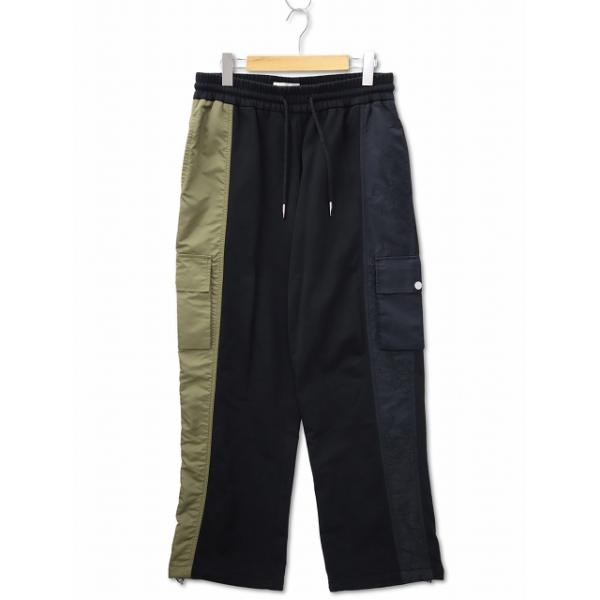 【中古】FenG CHen WANG フェン・チェン・ワン 刺繍 再構築 スウェット カーゴパンツ M BLACK/KHAKI(ブラック/カーキ) FenG CHen WANG フェン・チェン・ワン 刺繍 再構築 スウェット カーゴ