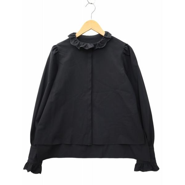 ロージーモンスター rosymonsterストライプフリル長袖シャツ ピンク Rosy Monster ロージーモンスター フリル シャツ ブラウス F BLACK