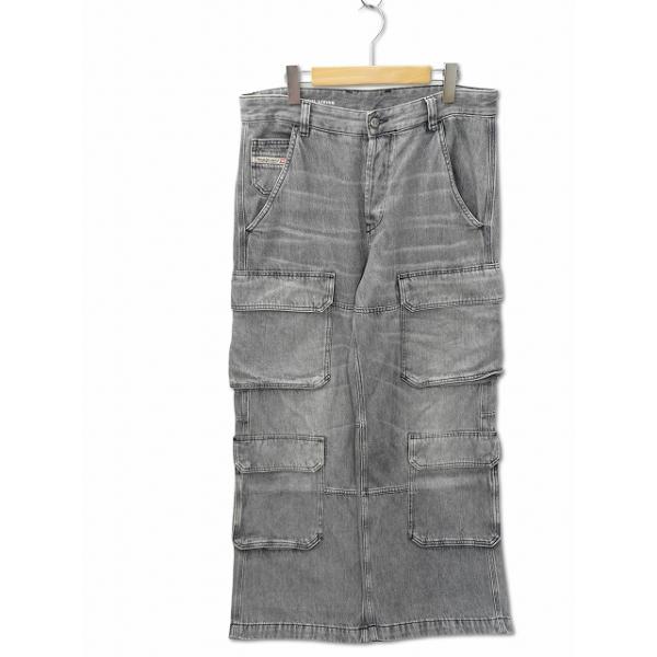 【中古】ディーゼル DIESEL 2024AW D-TOUCH-CARGO USED加工 ワイド カーゴ デニムパンツ W29 WASH GRAY DIESEL（ディーゼル） DIESEL 2024AW D-TOUCH-CARGO USED加工 ワイド