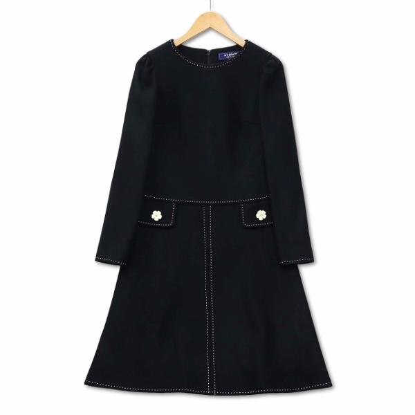 エムズグレイシー M'S GRACY お花ボタン ステッチ使い メルトン