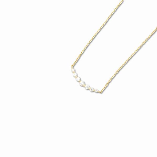 agete アガット K18 7P ダイヤモンド ネックレス 約1.4g YELLOW GOLD