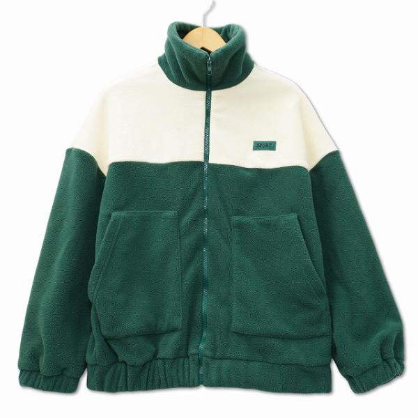 FRIFUL SPORT バイカラー フルジップ フリース ジャケット XS グリーン