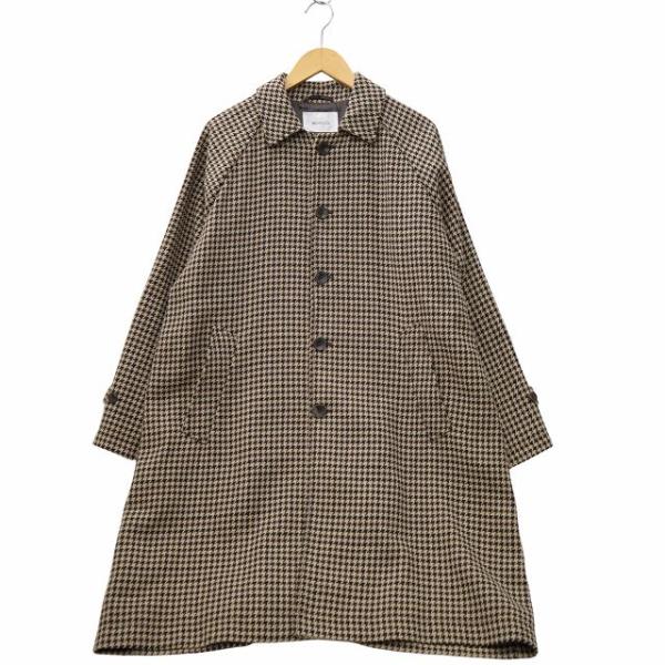 MORLES モールズ 千鳥格子 ボタンアップ ステンカラーコート ロング