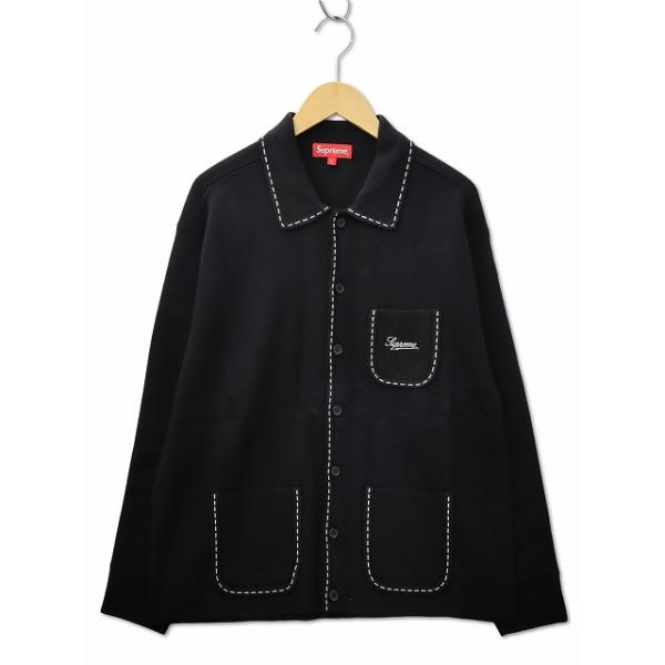 【中古】未使用品 SUPREME Contrast Stitch Button Up コントラスト ステッチ ボタン アップ ニット カーディガン L Supreme（シュプリーム） 未使用品 SUPREME Contrast Stitch Button Up
