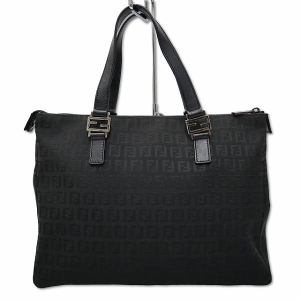 【中古】フェンディ FENDI 8BH138 ナイロンキャンバス ズッキーノ ジャガード トートバッグ BLACK(ブラック) FENDI（フェンディ） FENDI 8BH138 ナイロンキャンバス ズッキーノ