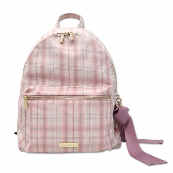 メゾンドフルール チェックリボンラウンドリュック PC収納可 ピンク メゾンドフルール Maison de FLEUR チェックリボンラウンドリュック PC