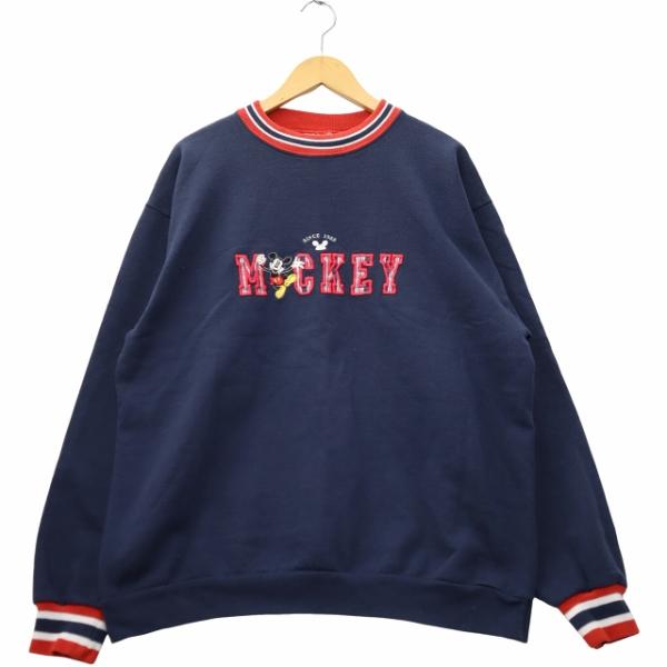 90s MICKEY&CO. ミッキーマウス ヴィンテージ ロゴ刺繍 クルーネック