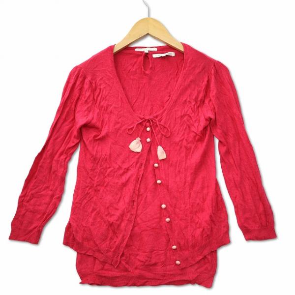 レベッカテイラー rebecca taylor ノースリーブニット Uネックカーディガン ツインニット アンサンブル ピンク 2 (M) レディース