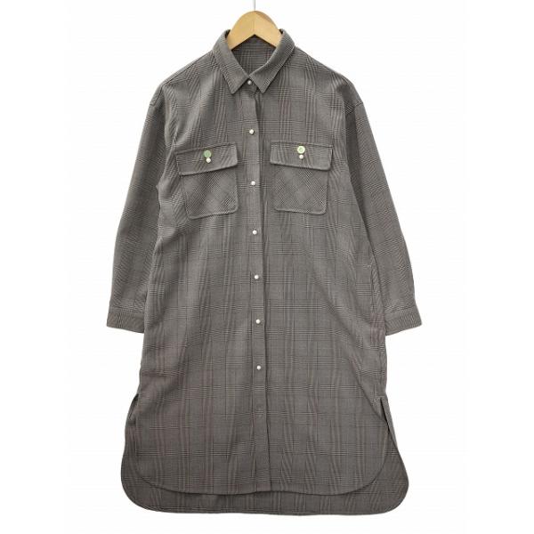 エニィファム anyFam グレンチェック ステンカラー ロング スプリングコート F GRAY(グレー) 春秋 レディース