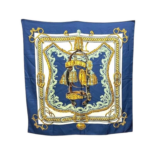 HERMES エルメスのカレ90 LA PERRIERE シルク HERMES（エルメス） シルク スカーフ カレ90 F. De LA PERRIERE 大判